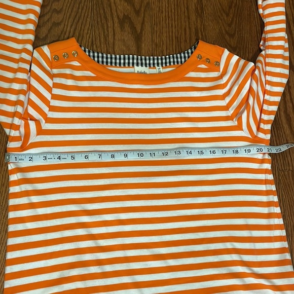 RAFAELLA weekend woman’s orange white striped top 100% cotton boat neck size L - Picture 7 of 9